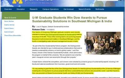 Erb students win Dow Distinguished Awards for Interdisciplinary Sustainability