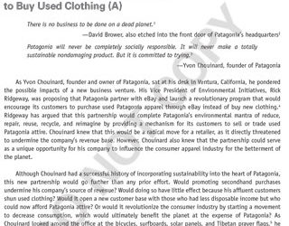 Patagonia: Encouraging Customers to Buy Used Clothing